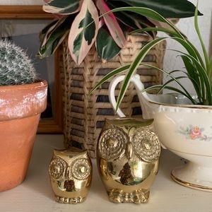 Set of vintage brass owls